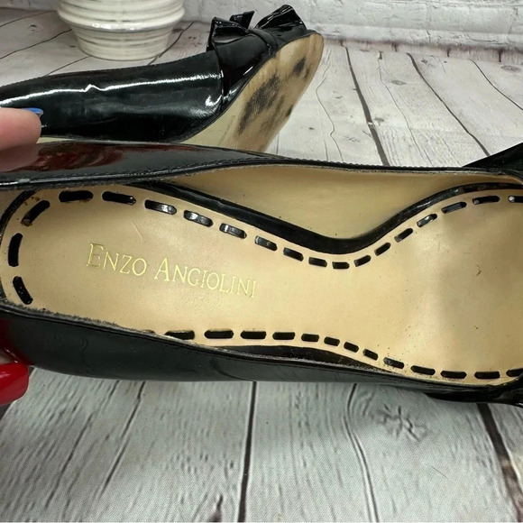 enzo angiolini eamielee black patent leather peep toe heels sz 8.5 - Picture 7 of 9